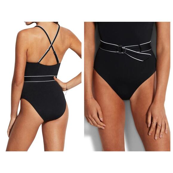 Seafolly Active Piped One-Piece Swimsuit Size US/12 - Picture 2 of 8